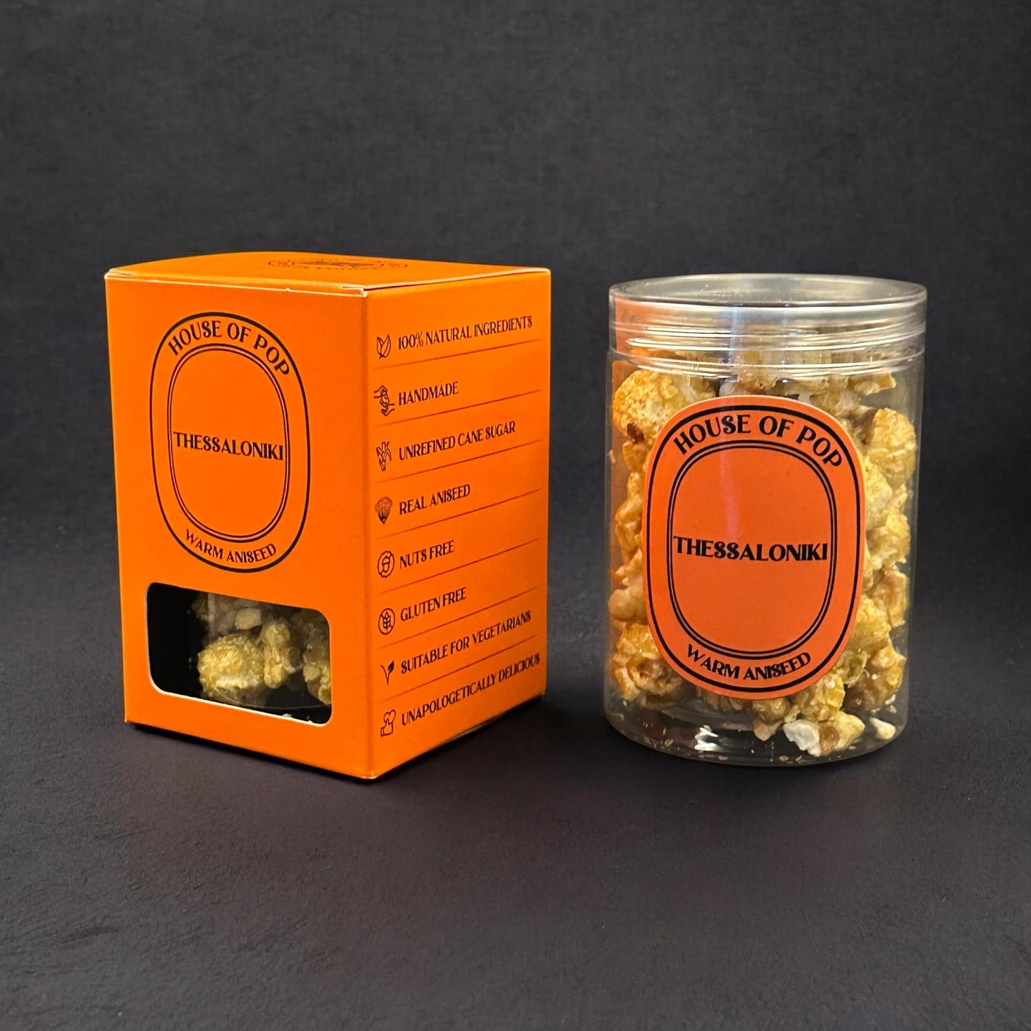 HOUSE OF POP Thessaloniki Warm Aniseed Artisan Popcorn Closed Jar