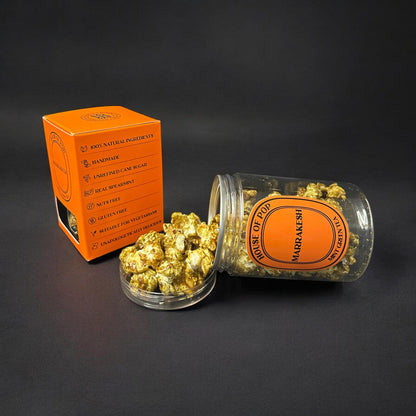 HOUSE OF POP Marrakech Mint Green Tea Artisan Popcorn Open Jar